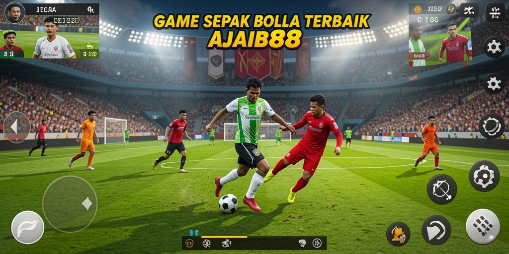 Screenshot AJAIB88 menampilkan aksi seru di lapangan sepak bola.