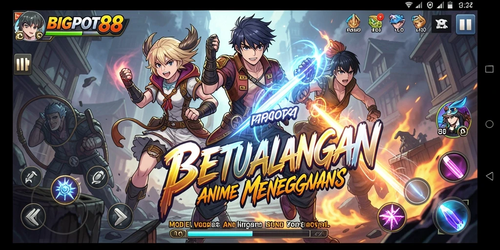 Tampilan aksi seru karakter Anime dalam BIGPOT88.