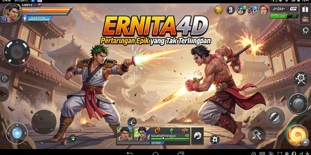 Tangkapan layar ERNITA4D menampilkan aksi pertarungan yang mendebarkan.