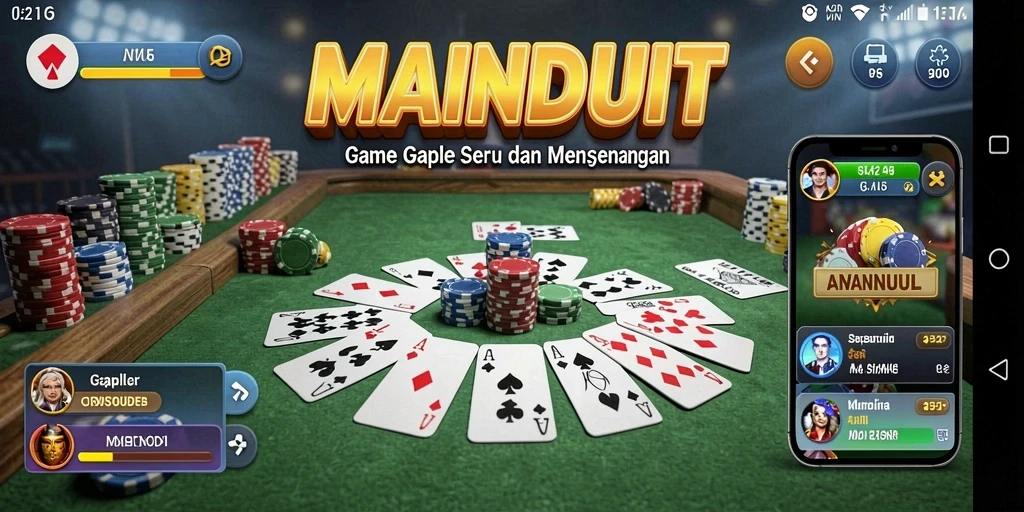 Tampilan gameplay seru MAINDUIT yang menampilkan aksi Gaple.