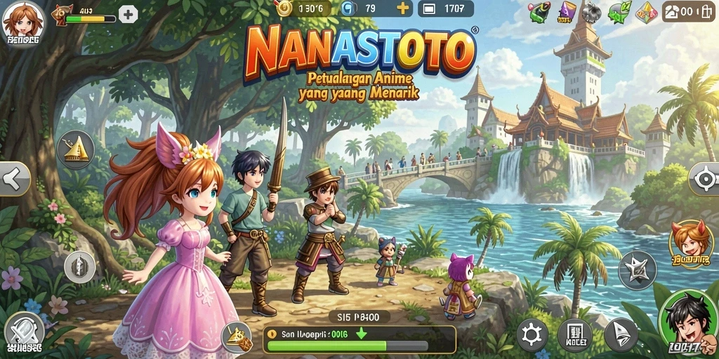 Screenshot NANASTOTO menunjukkan pertarungan karakter Anime yang dinamis.