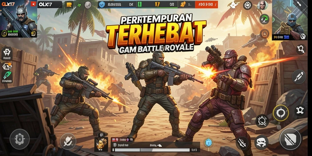 Tangkapan layar OLX17 menampilkan aksi intens dalam pertempuran Battle Royale.