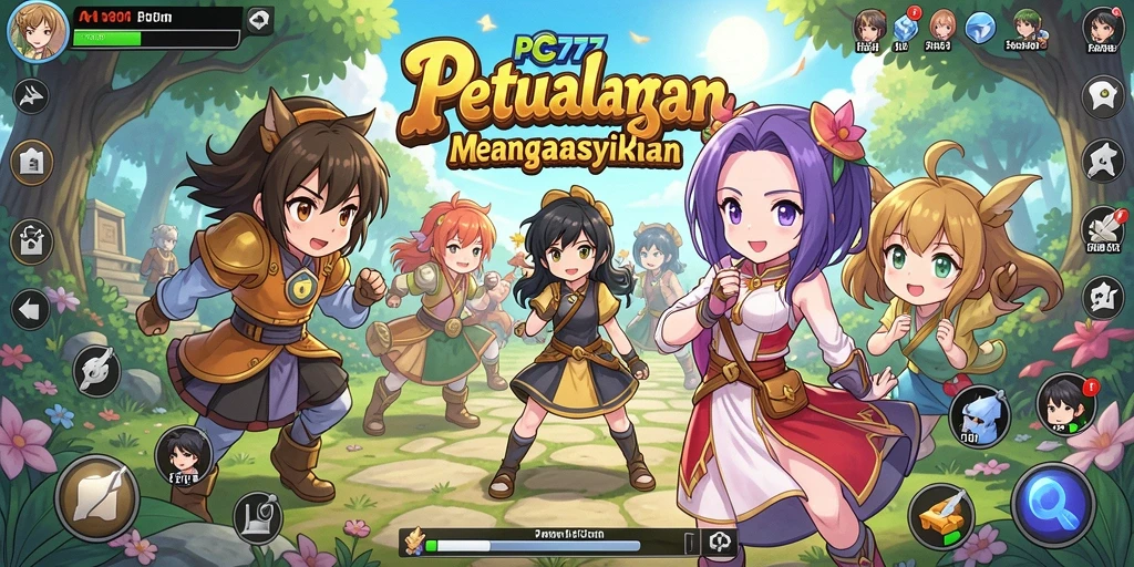 Screenshot PC777 menampilkan karakter Anime dalam aksi menarik.