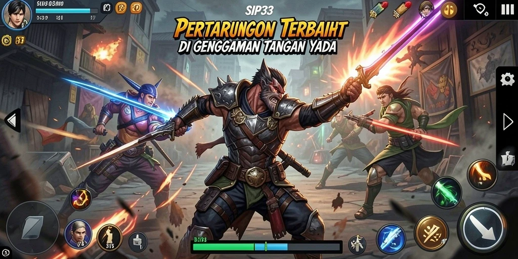 Screenshot utama SIP33 menampilkan pertarungan yang epik dan dinamis antara dua karakter.