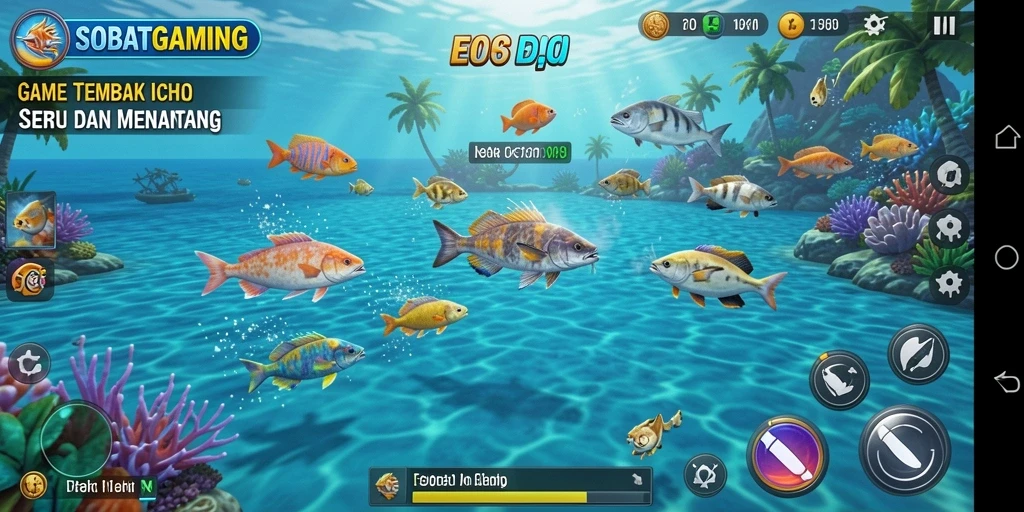 Tangkapan layar gameplay Tembak Ikan SOBATGAMING yang menarik.