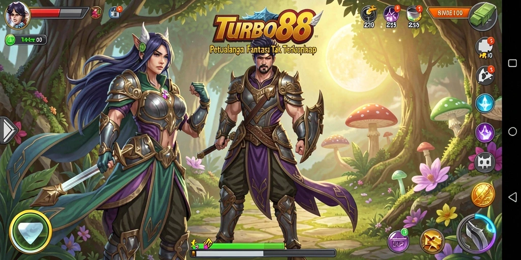 Tampilan gameplay menakjubkan dalam RPG TURBO88.